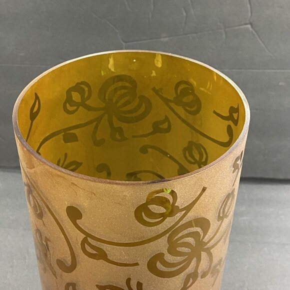 Elements Art Glass Vase 11x5 Amber Brown Floral Heavy 2.5lbs Vintage Elegant - Picture 4 of 13
